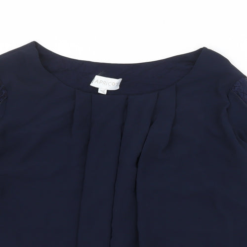 Apricot Womens Blue Polyester Basic Blouse Size S Round Neck - Lace Detail
