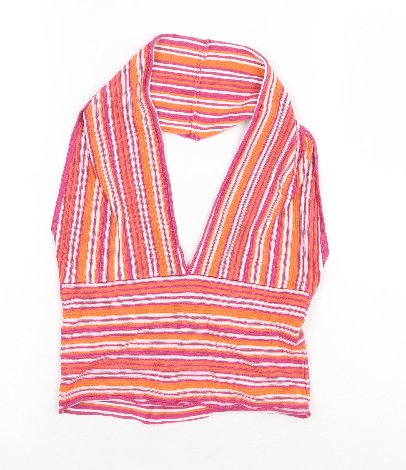 Dilvin Womens Multicoloured Striped Cotton Cropped Tank Size S Halter