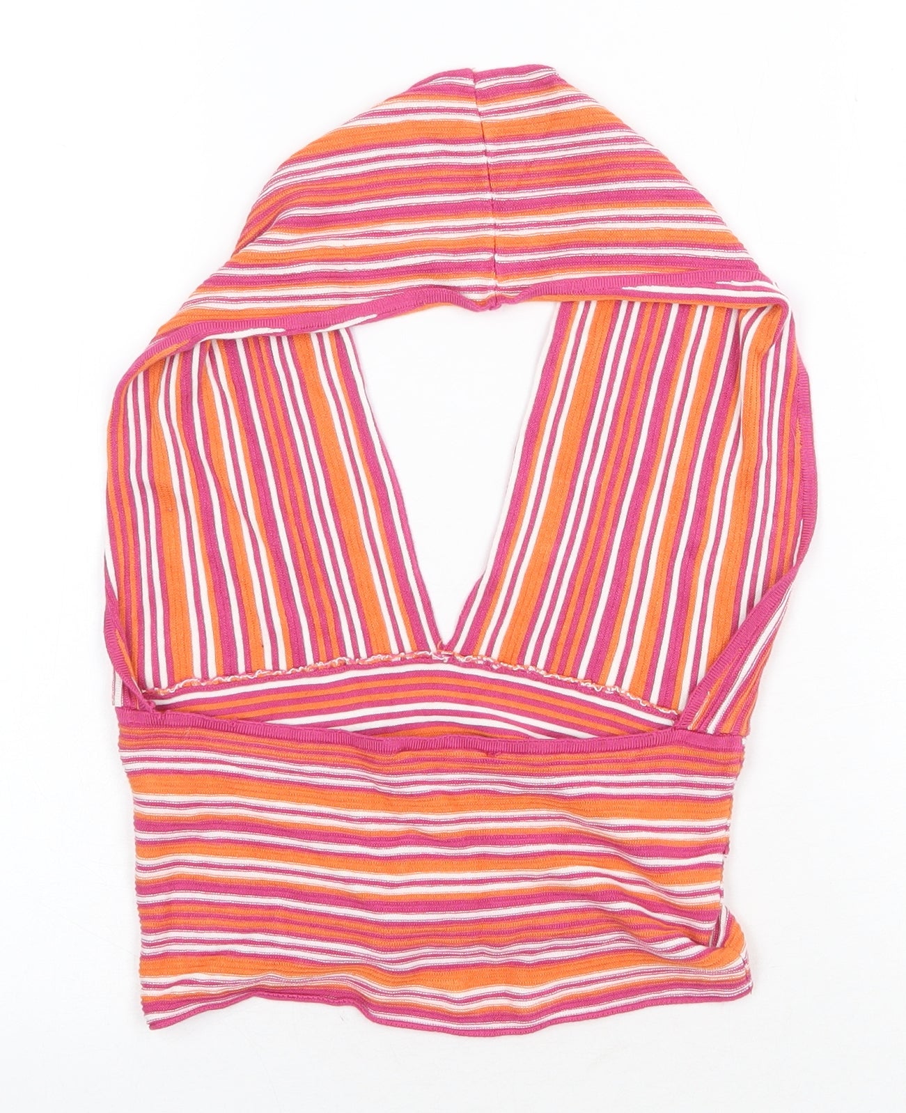 Dilvin Womens Multicoloured Striped Cotton Cropped Tank Size S Halter