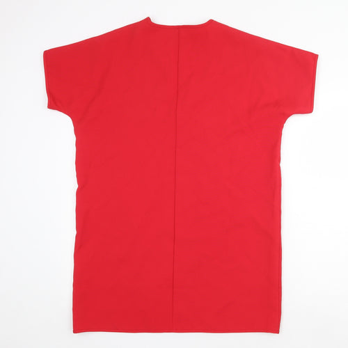 Boohoo Womens Red Polyester Shift Size 10 V-Neck Pullover