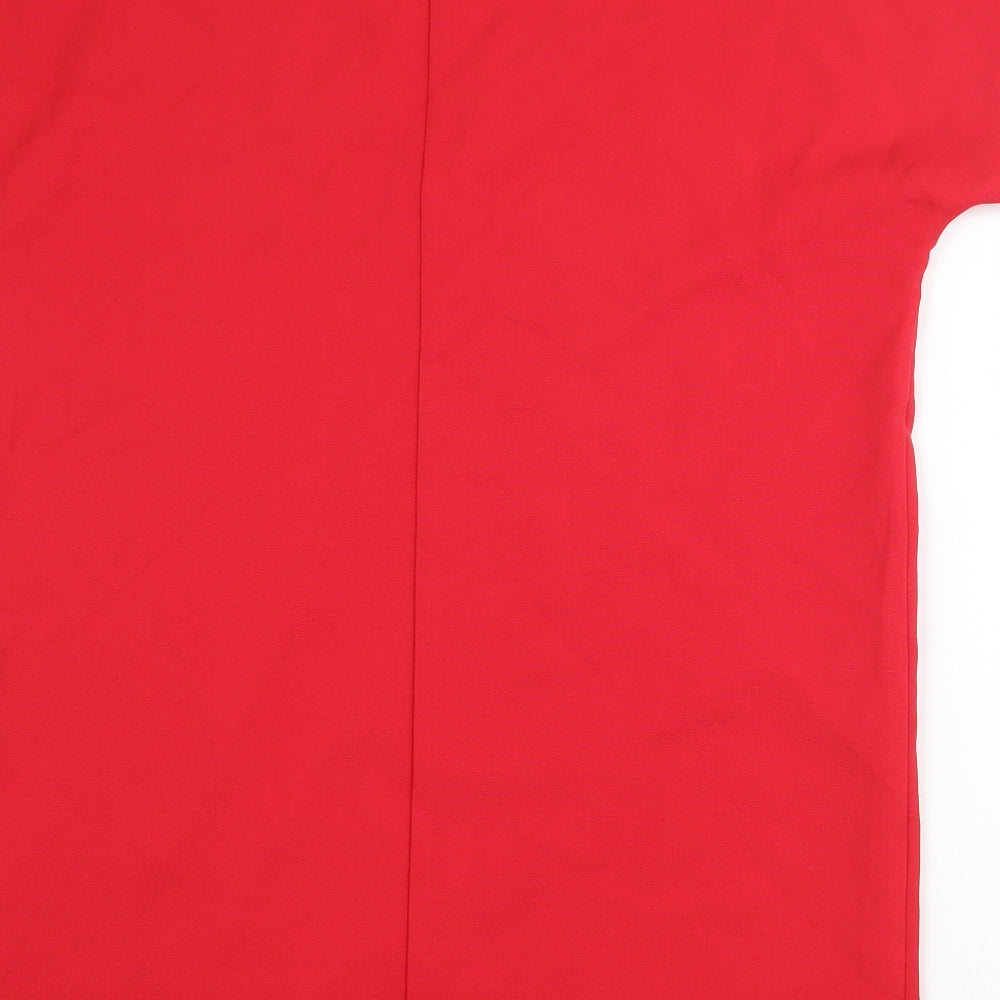 Boohoo Womens Red Polyester Shift Size 10 V-Neck Pullover