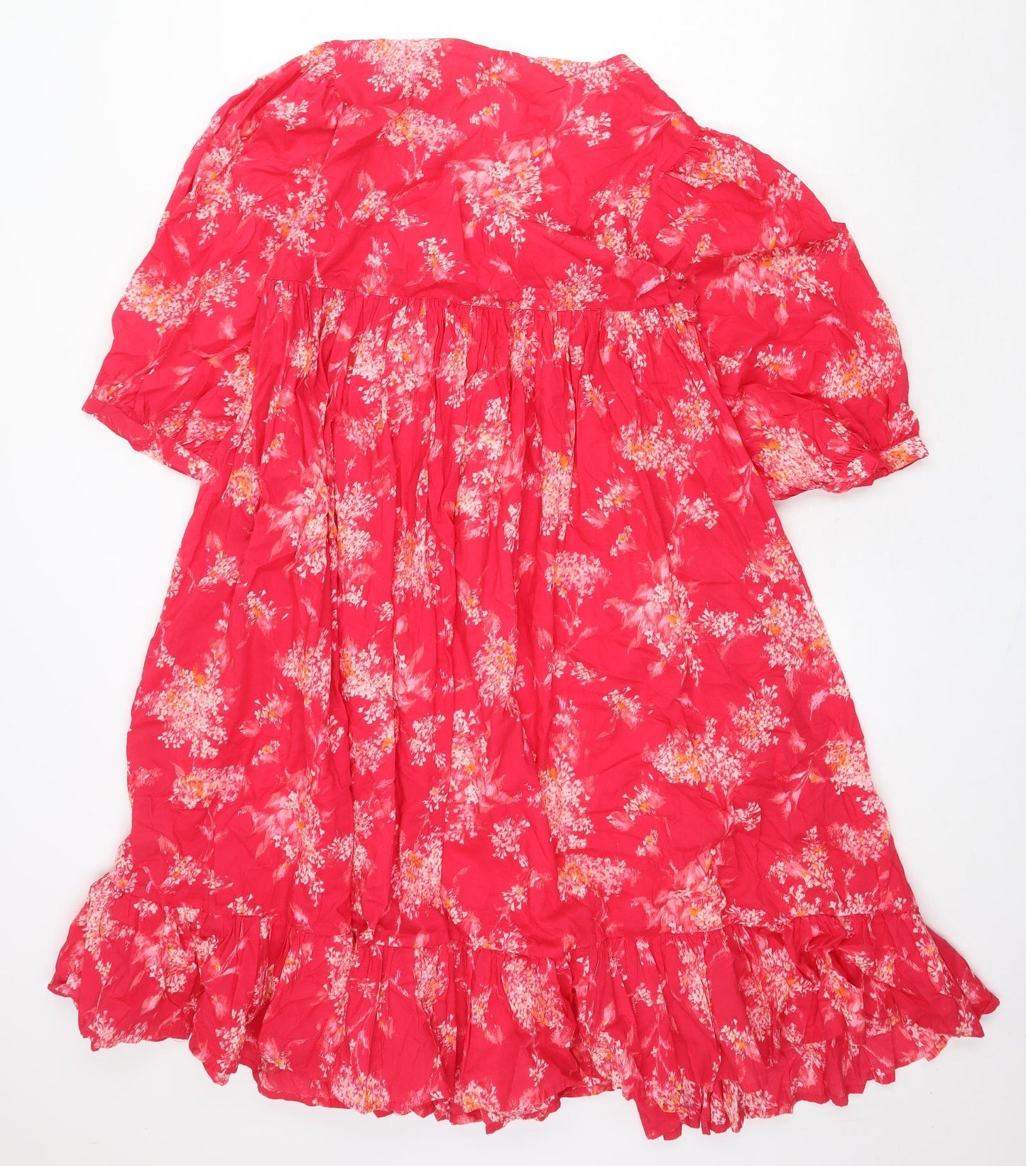 Per Una Womens Pink Floral Cotton A-Line Size M V-Neck Pullover