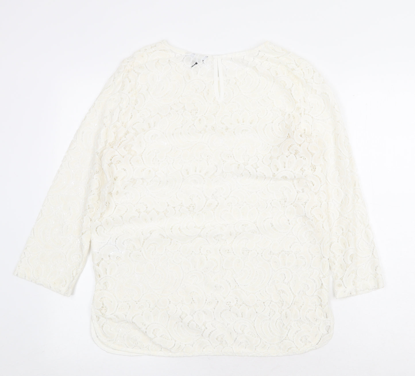 Warehouse Womens White Polyamide Basic Blouse Size 12 Boat Neck