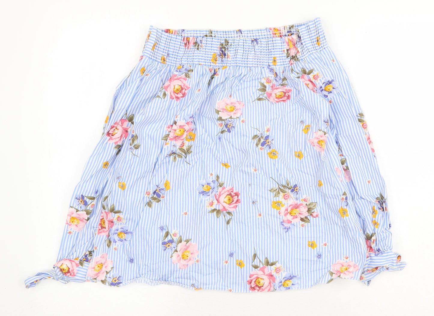New Look Womens Blue Floral 100% Cotton Basic Blouse Size 12 Off the Shoulder