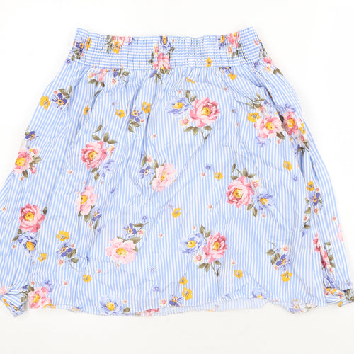 New Look Womens Blue Floral 100% Cotton Basic Blouse Size 12 Off the Shoulder