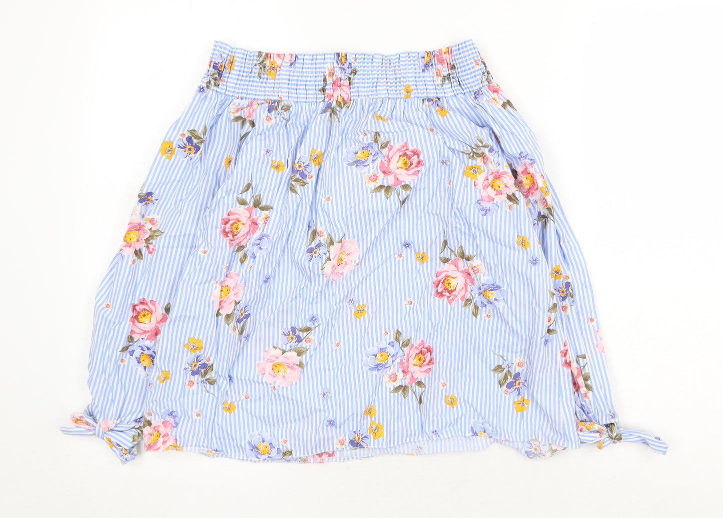 New Look Womens Blue Floral 100% Cotton Basic Blouse Size 12 Off the Shoulder