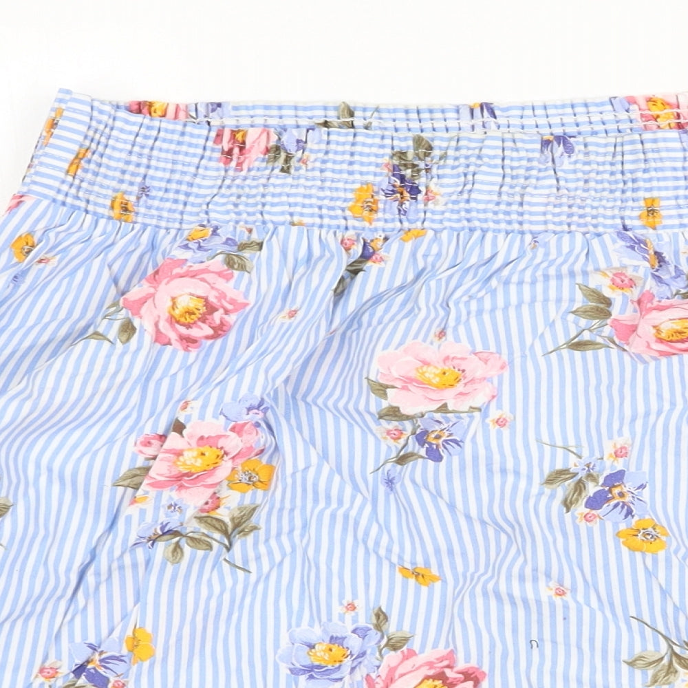 New Look Womens Blue Floral 100% Cotton Basic Blouse Size 12 Off the Shoulder