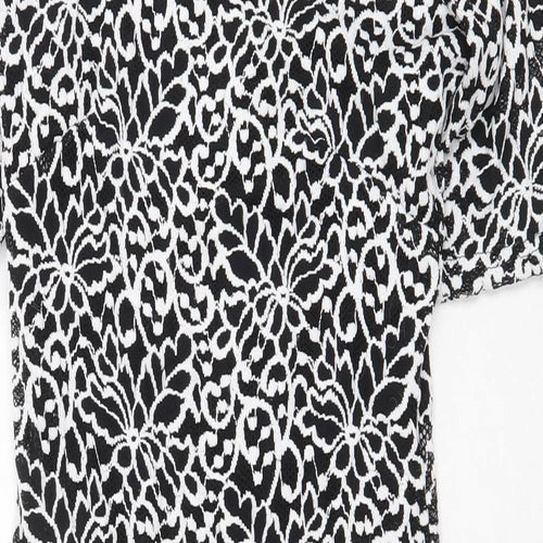 F&F Womens Black Geometric Polyester Sheath Size 10 Boat Neck Zip