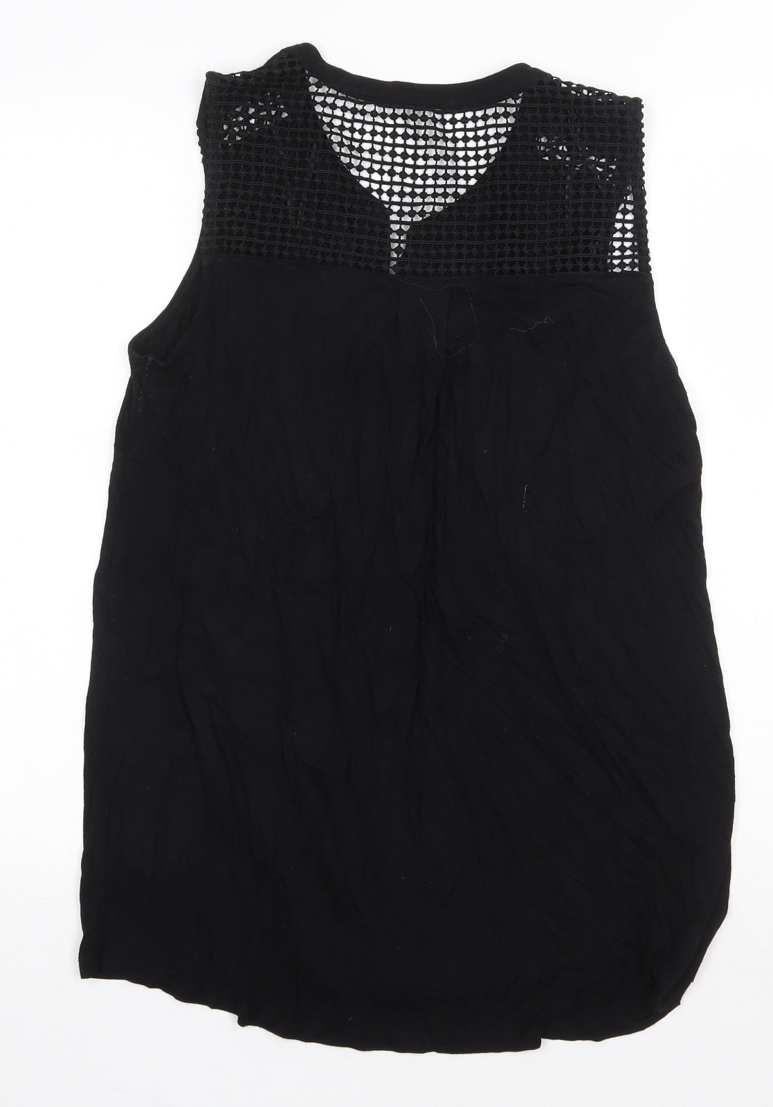 M&Co Womens Black Viscose Basic Blouse Size 12 V-Neck