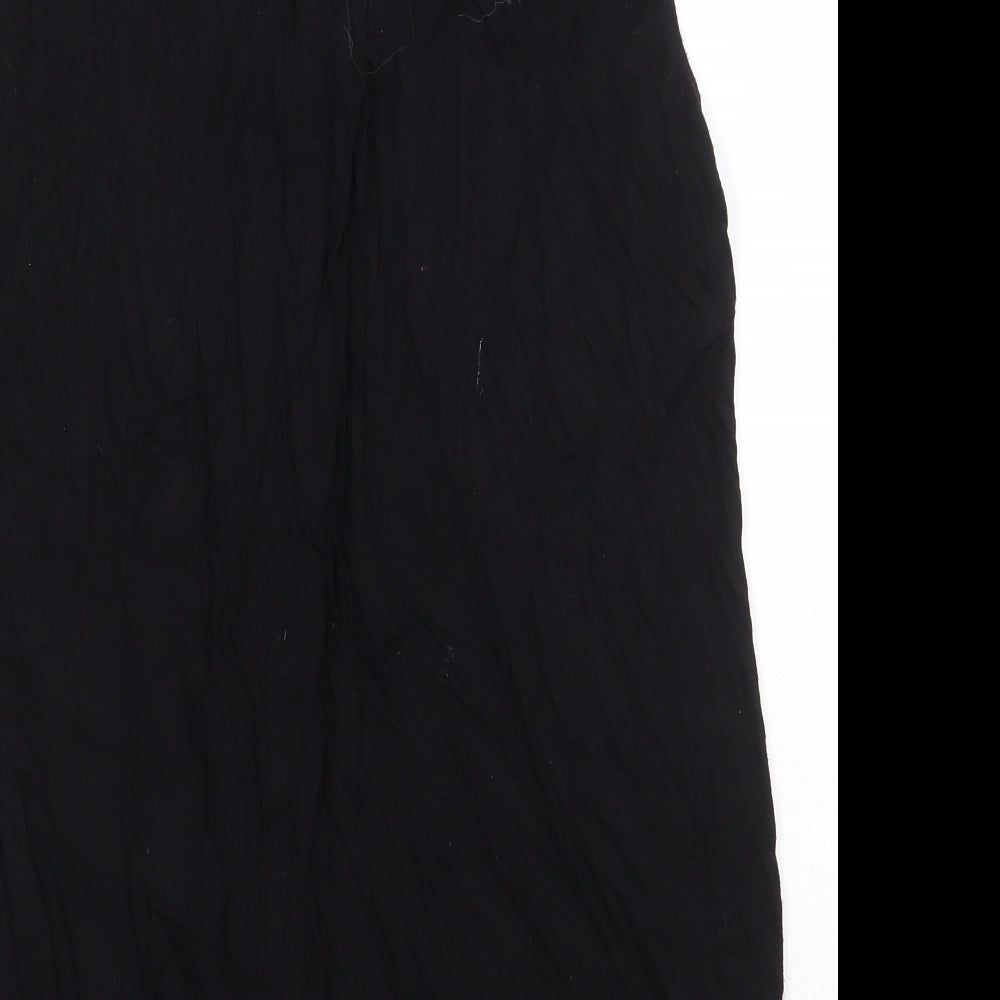 M&Co Womens Black Viscose Basic Blouse Size 12 V-Neck