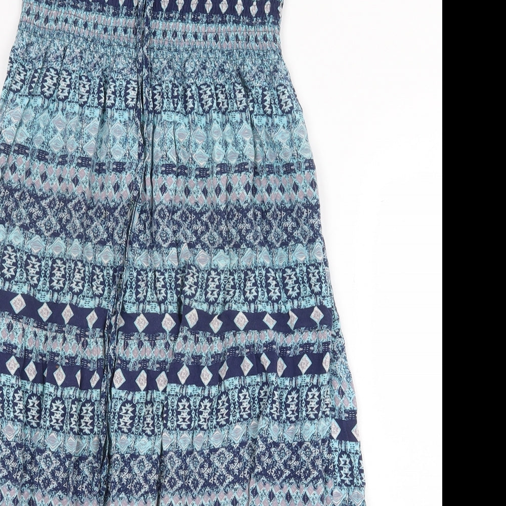 Apricot Womens Blue Geometric Viscose A-Line Size 10 Off the Shoulder Pullover