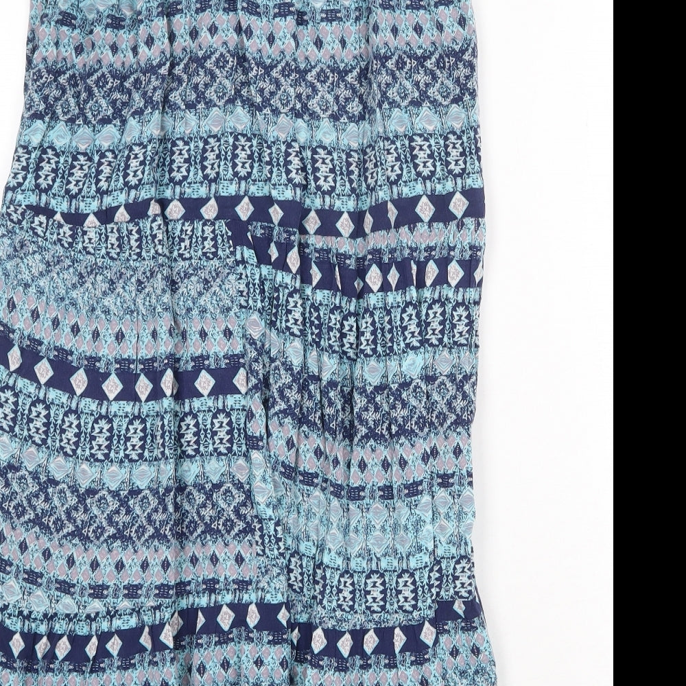 Apricot Womens Blue Geometric Viscose A-Line Size 10 Off the Shoulder Pullover