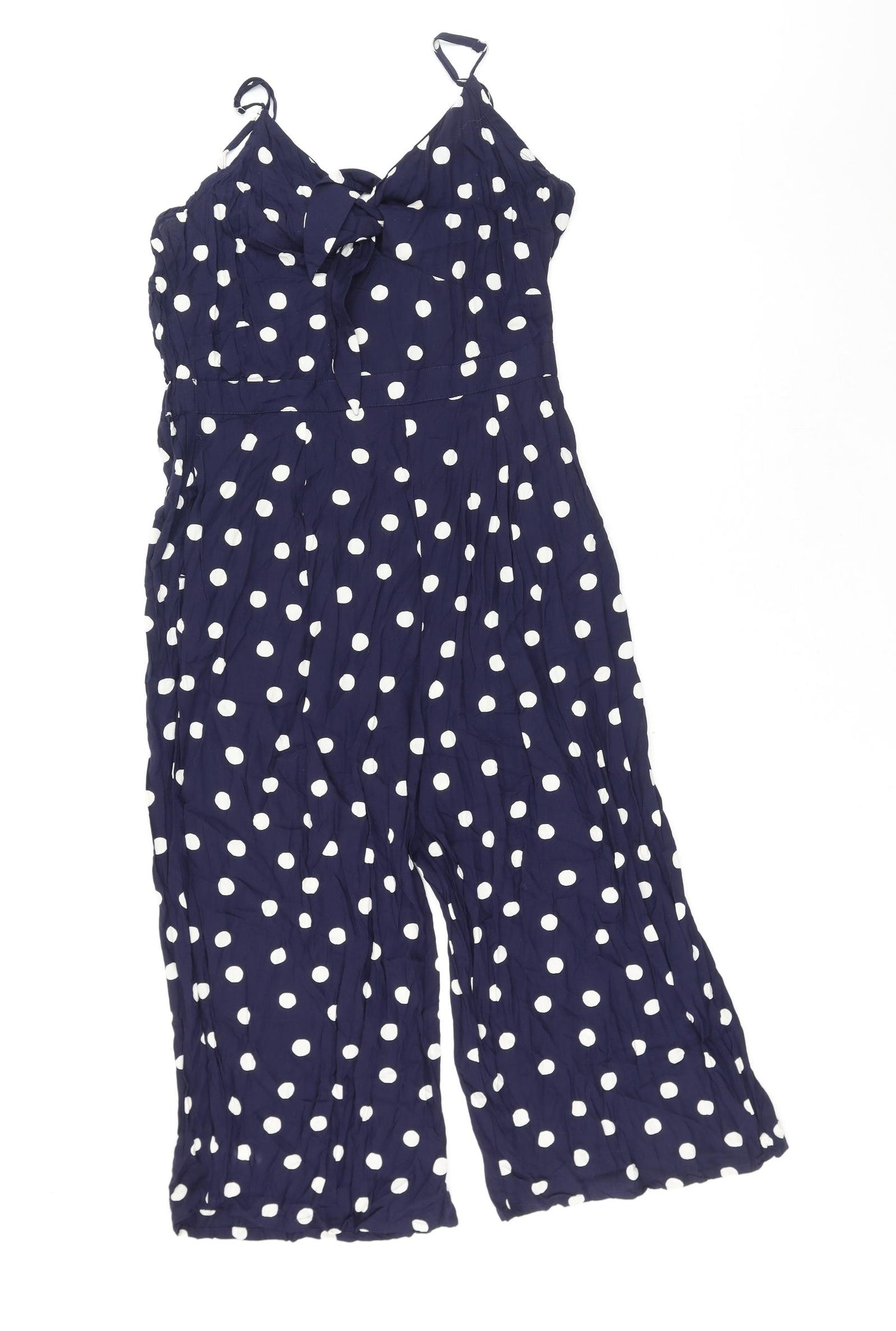 NEXT Womens Blue Polka Dot Modal Jumpsuit One-Piece Size 10 Pullover