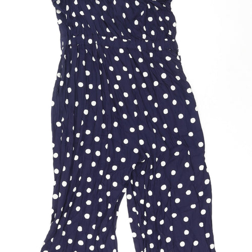NEXT Womens Blue Polka Dot Modal Jumpsuit One-Piece Size 10 Pullover