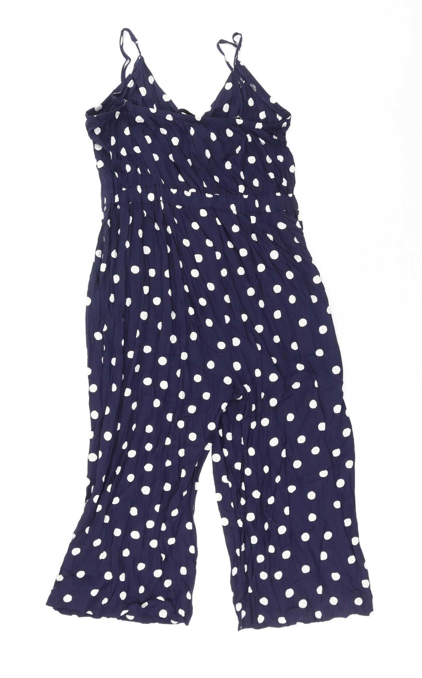 NEXT Womens Blue Polka Dot Modal Jumpsuit One-Piece Size 10 Pullover