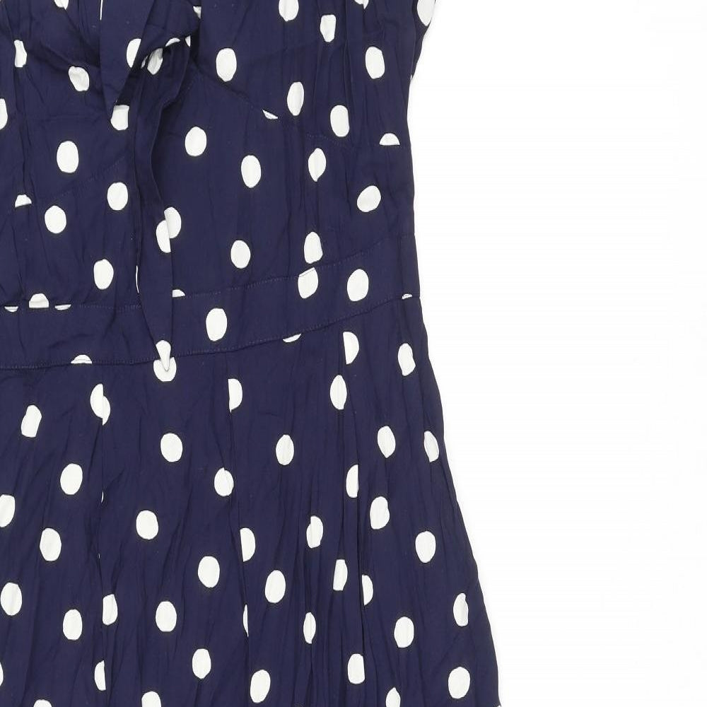 NEXT Womens Blue Polka Dot Modal Jumpsuit One-Piece Size 10 Pullover