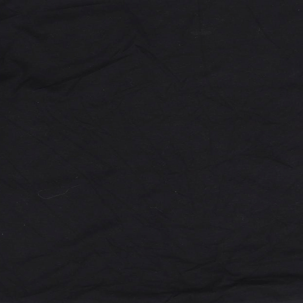 Marks and Spencer Womens Black Cotton Basic Blouse Size 18 Boat Neck - Crochet Sleeve Detail