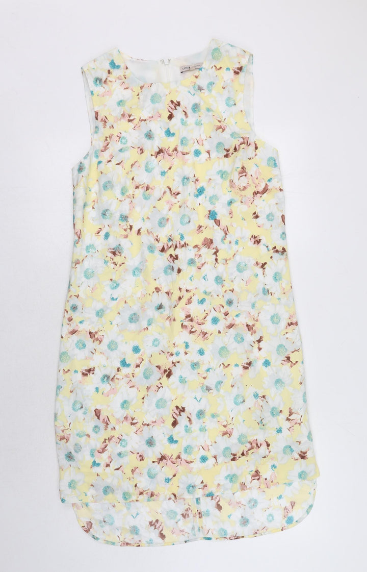 Marks and Spencer Womens Multicoloured Floral Polyester Tank Dress Size 10 Boat Neck Zip
