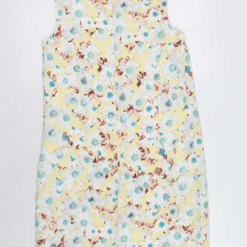 Marks and Spencer Womens Multicoloured Floral Polyester Tank Dress Size 10 Boat Neck Zip