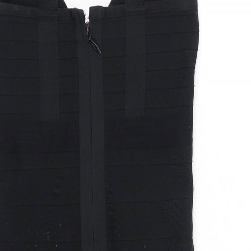 Boohoo Womens Black Polyester Bodycon Size 10 V-Neck Zip
