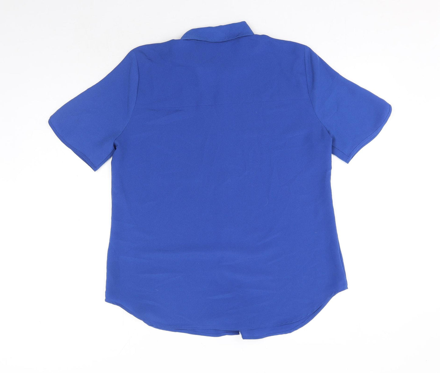 Marks and Spencer Womens Blue Polyester Basic Button-Up Size 10 Collared