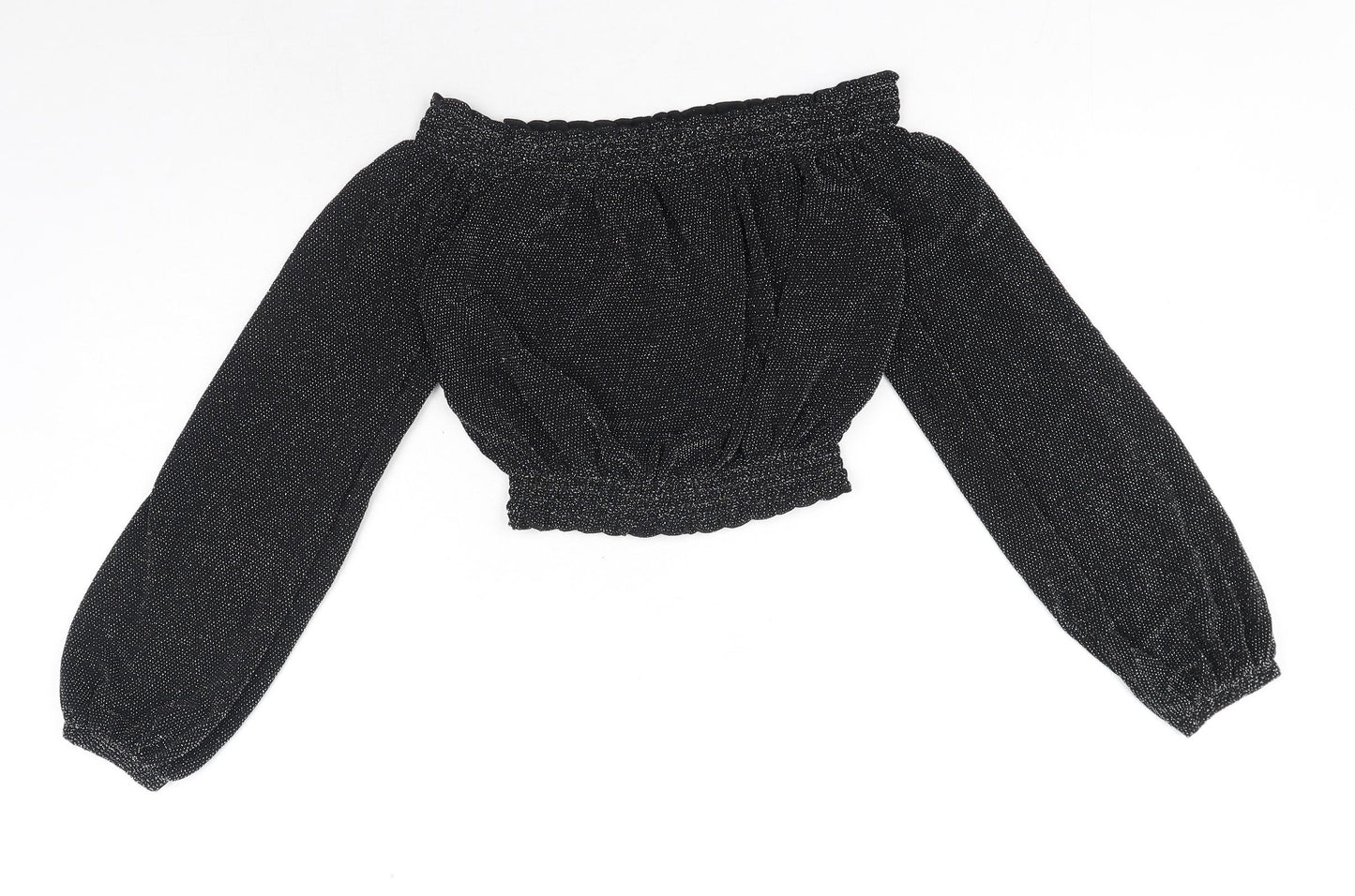 H&M Womens Black Polyamide Cropped Blouse Size XS Off the Shoulder