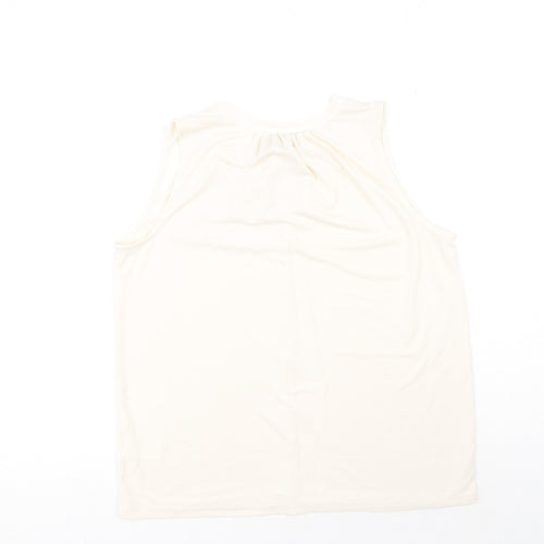 H&M Womens Ivory Polyester Basic Tank Size S Scoop Neck - Tie Neck Detail