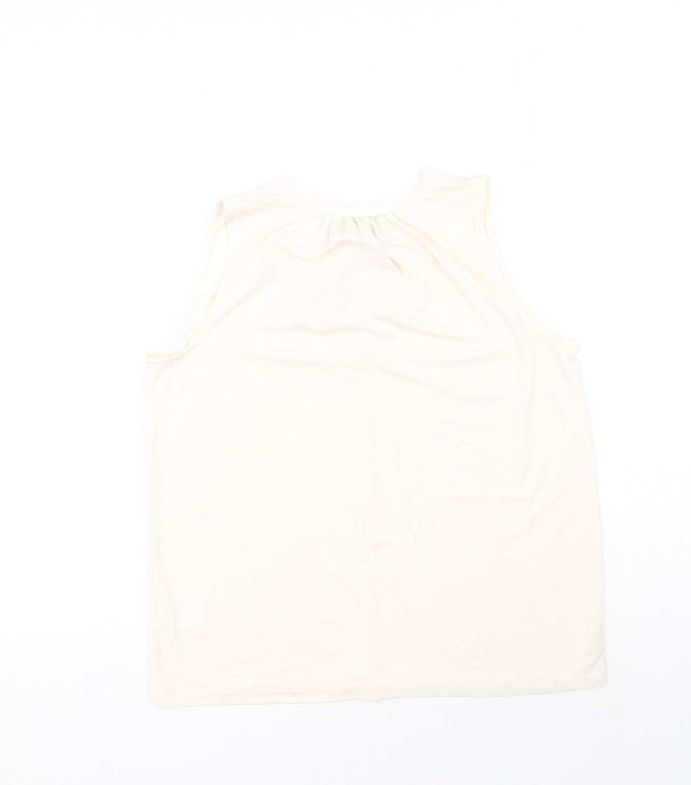 H&M Womens Ivory Polyester Basic Tank Size S Scoop Neck - Tie Neck Detail