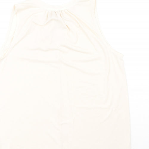 H&M Womens Ivory Polyester Basic Tank Size S Scoop Neck - Tie Neck Detail