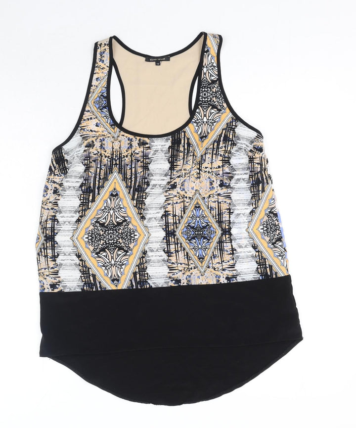 River Island Womens Multicoloured Geometric Polyester Basic Tank Size 12 Round Neck