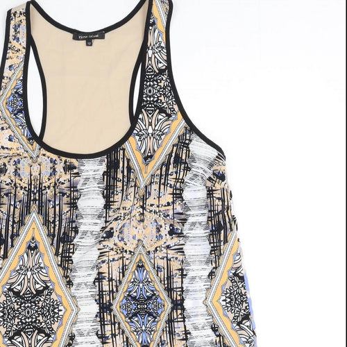 River Island Womens Multicoloured Geometric Polyester Basic Tank Size 12 Round Neck