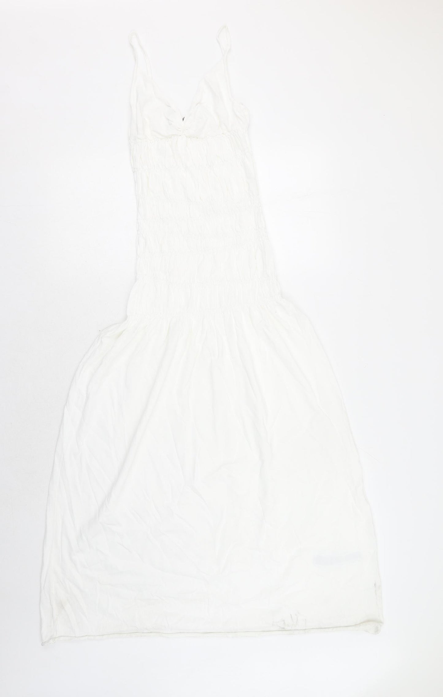 Zara Womens White Viscose Slip Dress Size M V-Neck Pullover