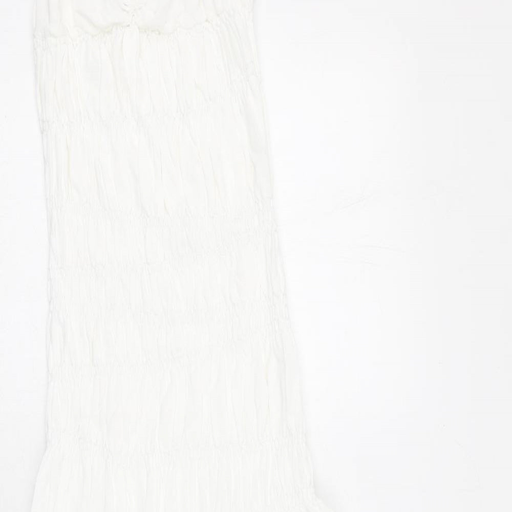 Zara Womens White Viscose Slip Dress Size M V-Neck Pullover