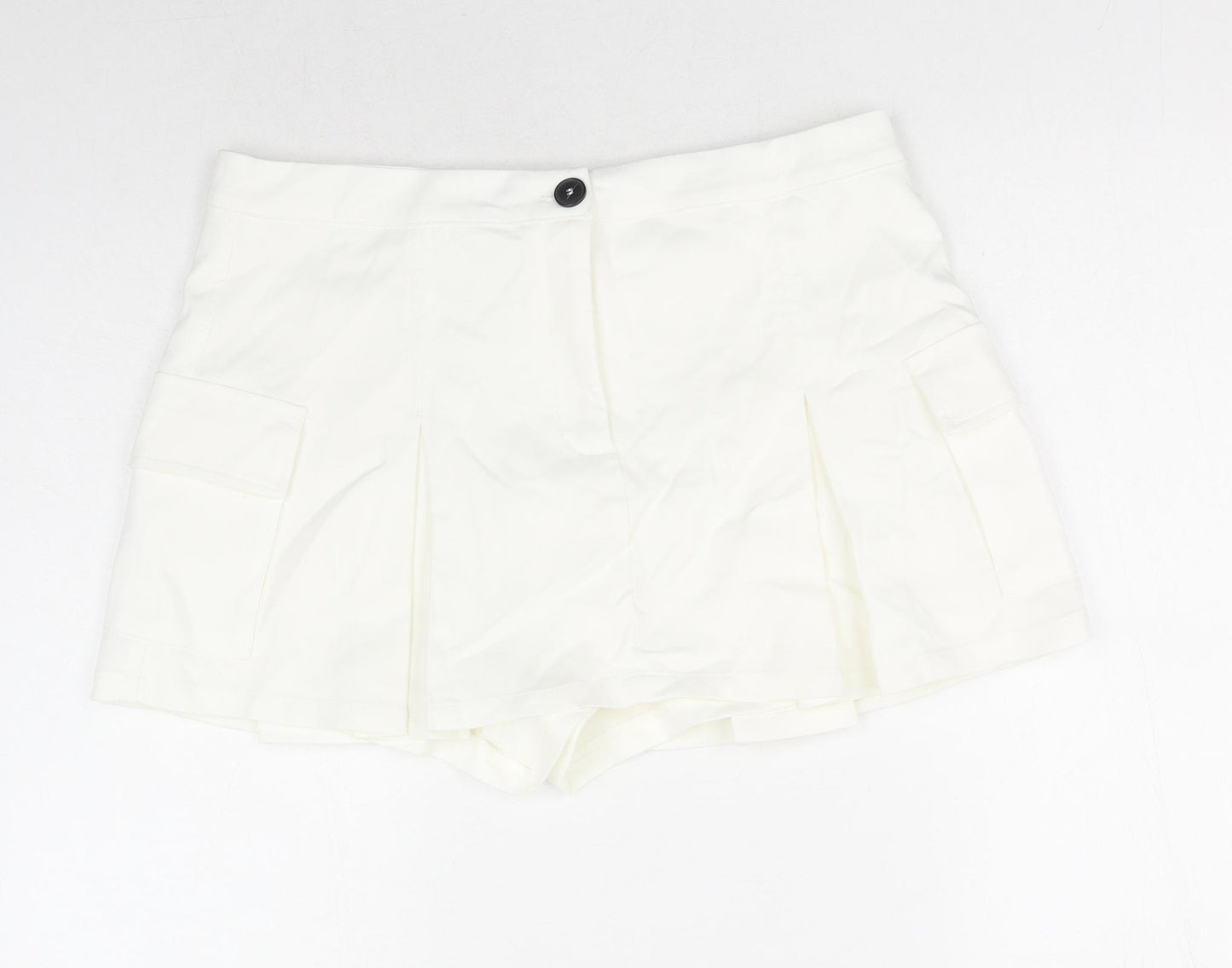 Bershka Womens White Polyester Skort Size XL Zip