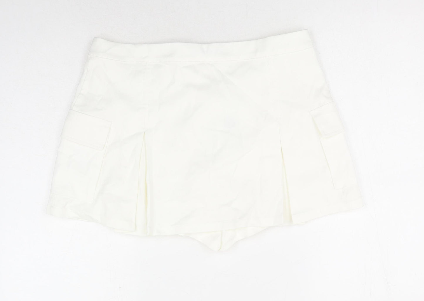 Bershka Womens White Polyester Skort Size XL Zip