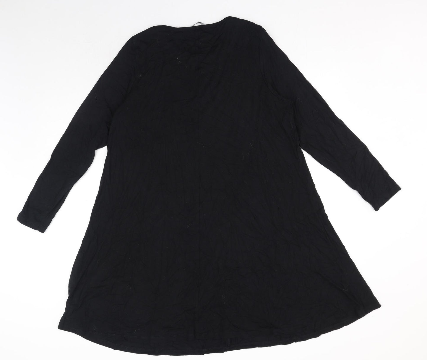 marks and Womens Black Viscose A-Line Size 18 Round Neck Pullover