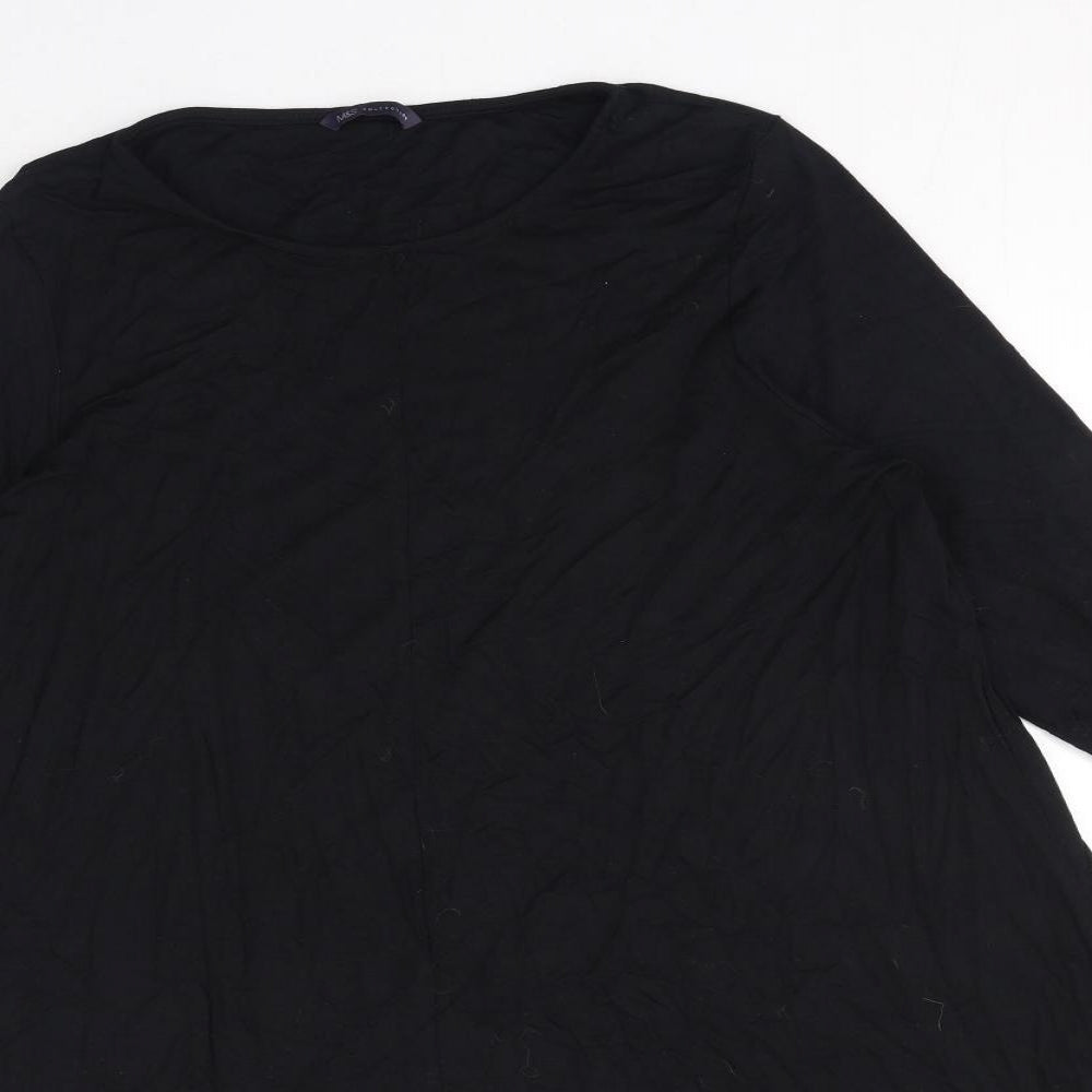 marks and Womens Black Viscose A-Line Size 18 Round Neck Pullover