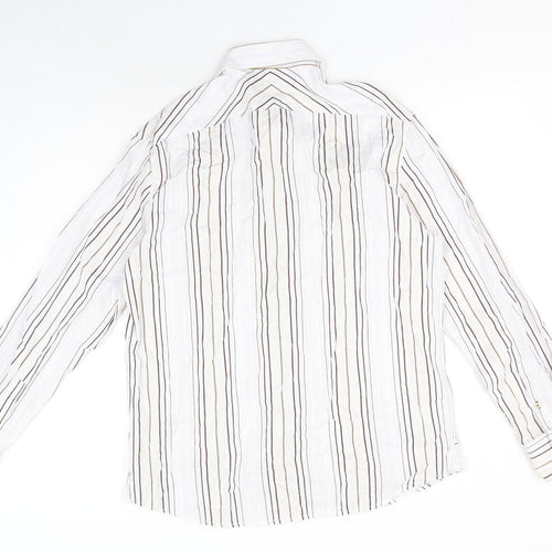 NEXT Mens Multicoloured Striped 100% Cotton Dress Shirt Size L Collared Button