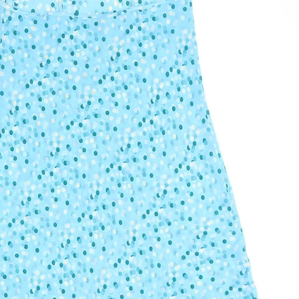 Marks and Spencer Womens Blue Polka Dot Polyester Slip Dress Size 10 V-Neck Pullover