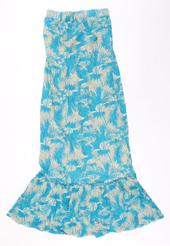 Stile Benetton Womens Blue Floral Cotton Trumpet Skirt Size XS