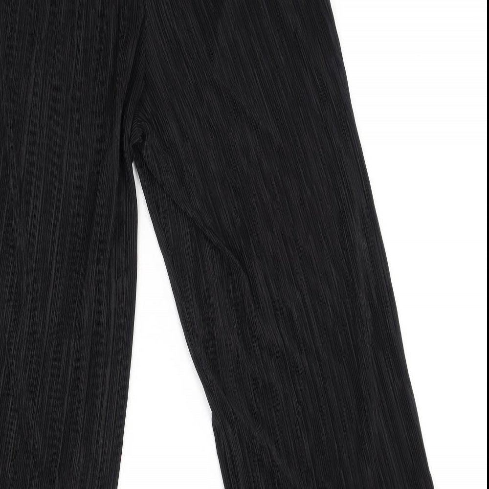 Primark Womens Black Polyester Trousers Size 10 Regular Tie - Plisse