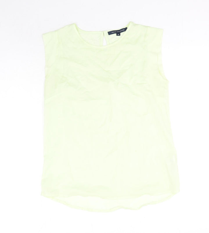 French Connection Womens Green Polyester Basic Blouse Size M Round Neck