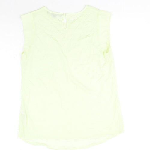 French Connection Womens Green Polyester Basic Blouse Size M Round Neck