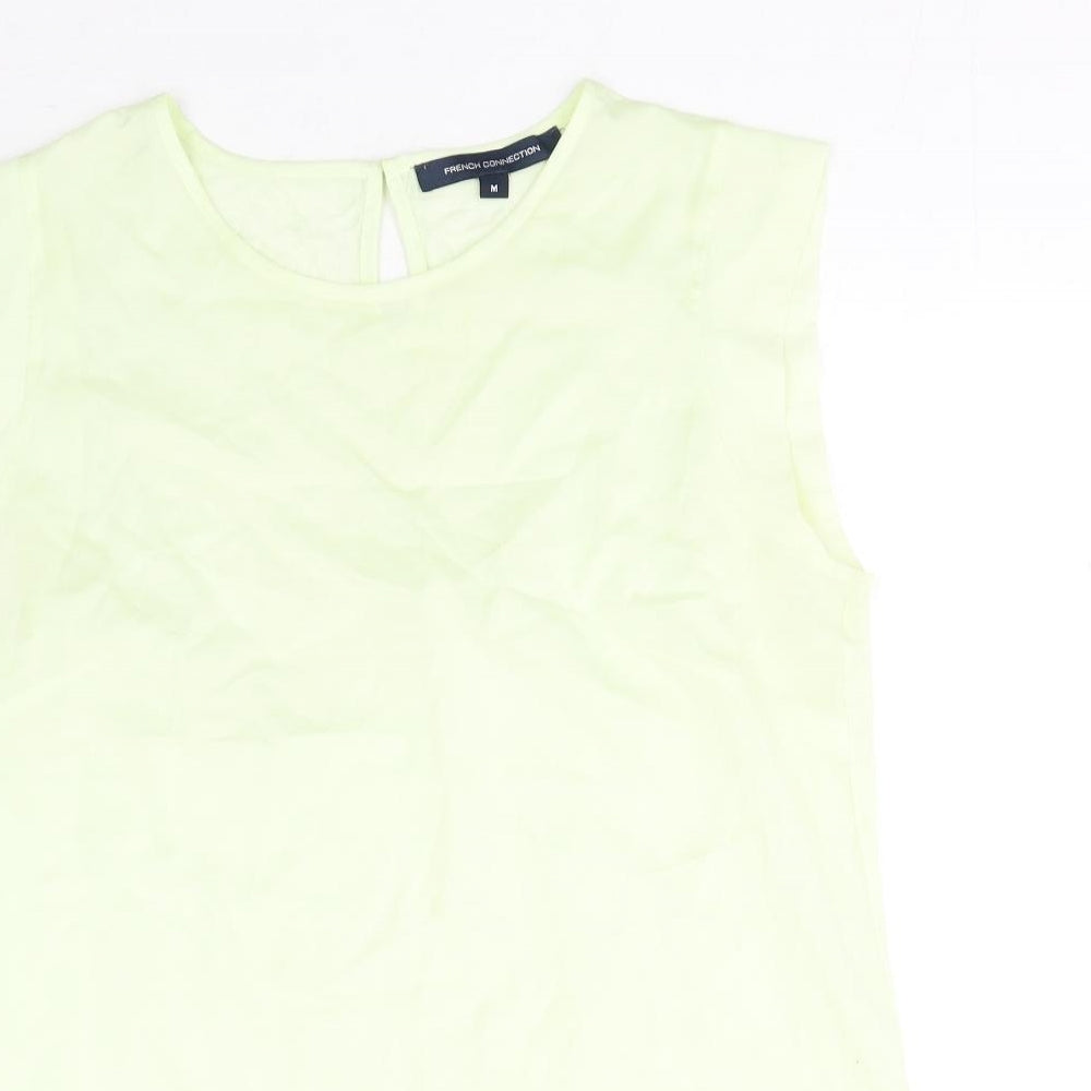 French Connection Womens Green Polyester Basic Blouse Size M Round Neck