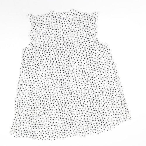Roman Womens White Polka Dot Polyester Basic Blouse Size 12 V-Neck