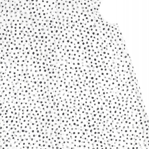 Roman Womens White Polka Dot Polyester Basic Blouse Size 12 V-Neck