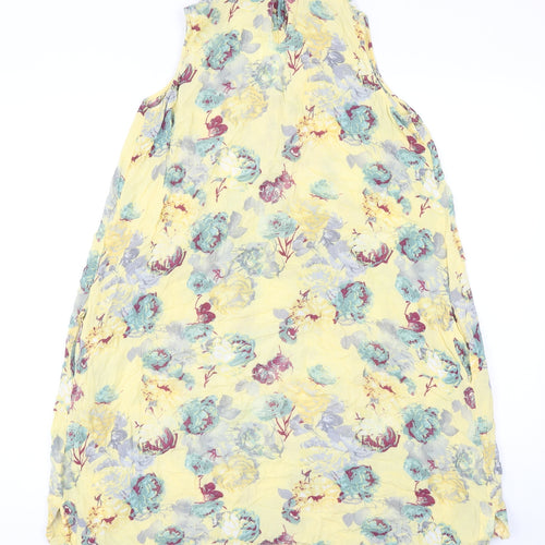 NEXT Womens Yellow Floral Viscose Trapeze & Swing Size 8 V-Neck Button