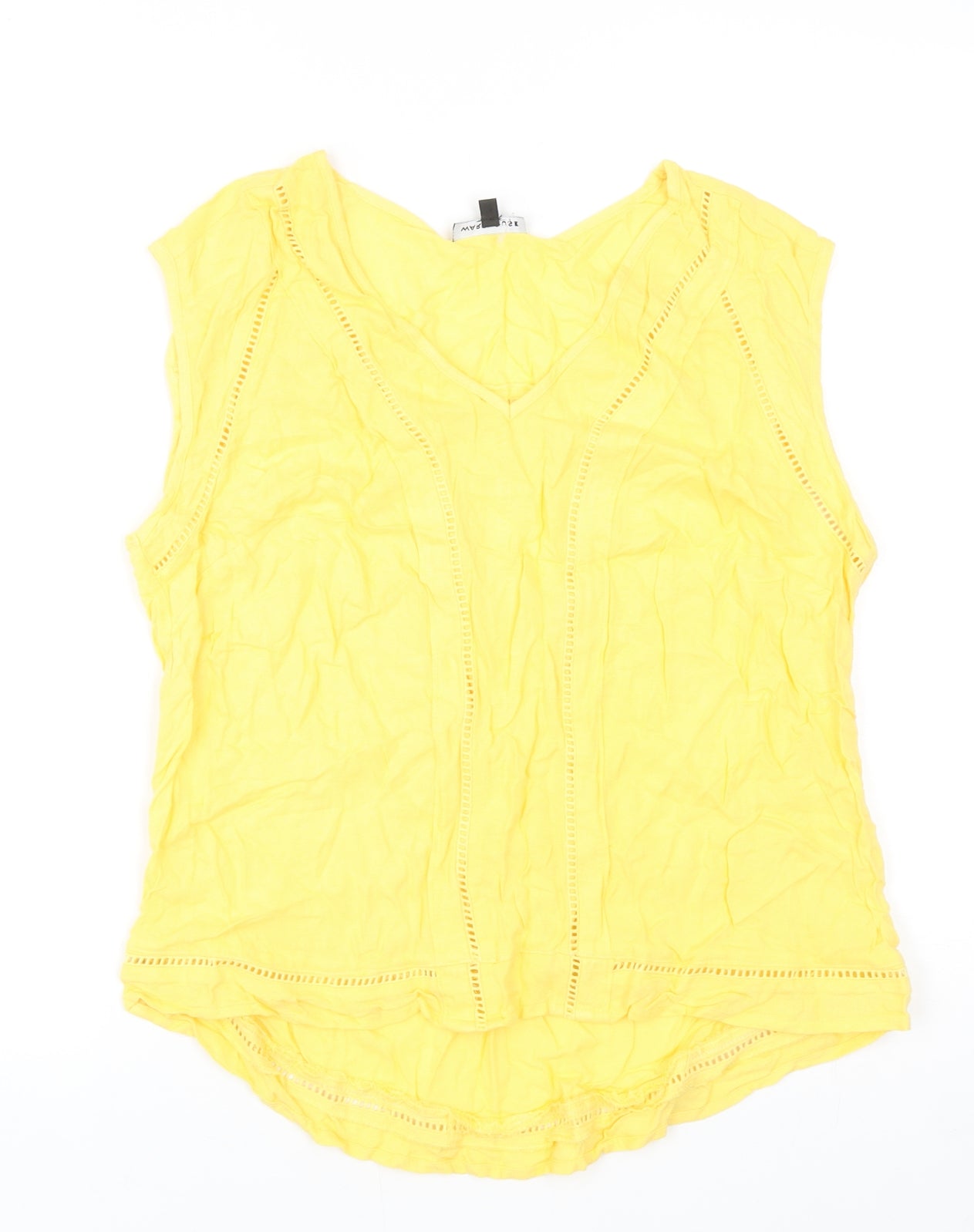 Warehouse Womens Yellow Polyester Basic Tank Size 12 V-Neck