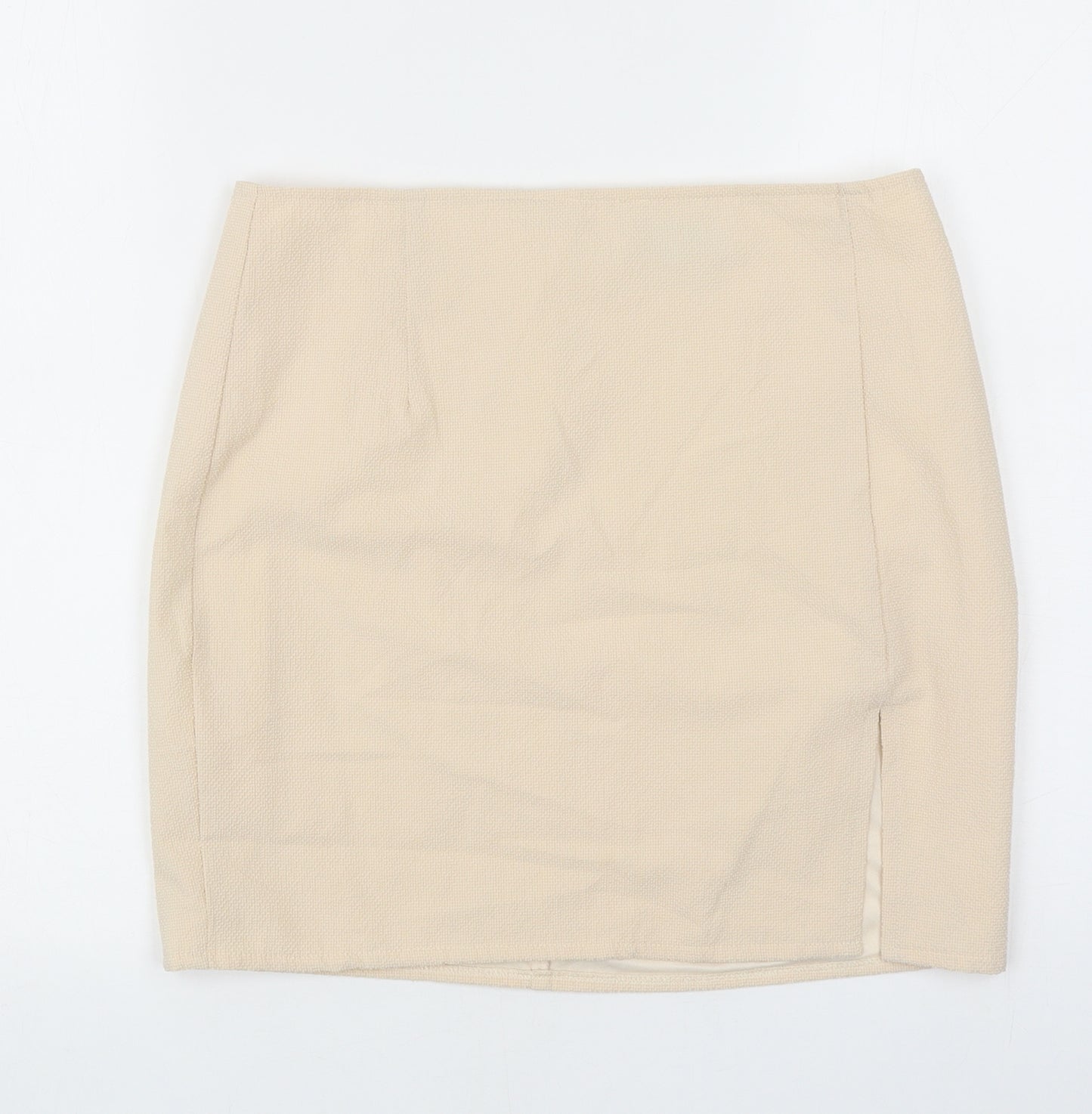 PRETTYLITTLETHING Womens Beige Polyester Straight & Pencil Skirt Size 12 Zip