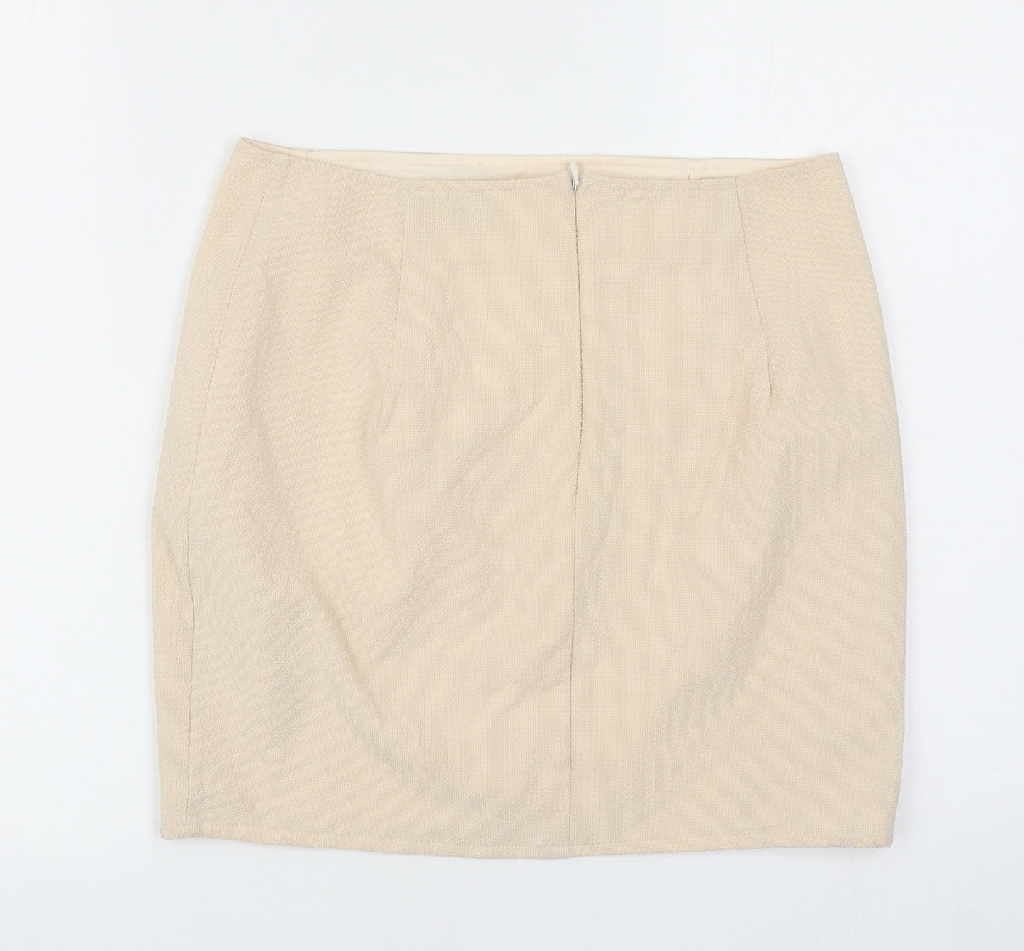 PRETTYLITTLETHING Womens Beige Polyester Straight & Pencil Skirt Size 12 Zip